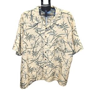 Knightsbridge 3XL Hawaiian Shirt Beige Bamboo Print Rayon Blend SS Camp Resort